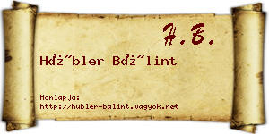 Hübler Bálint névjegykártya