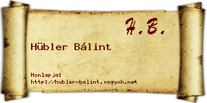 Hübler Bálint névjegykártya